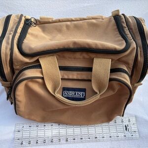 Lands' End Tan Canvas Toiletry Bag with Black Trim